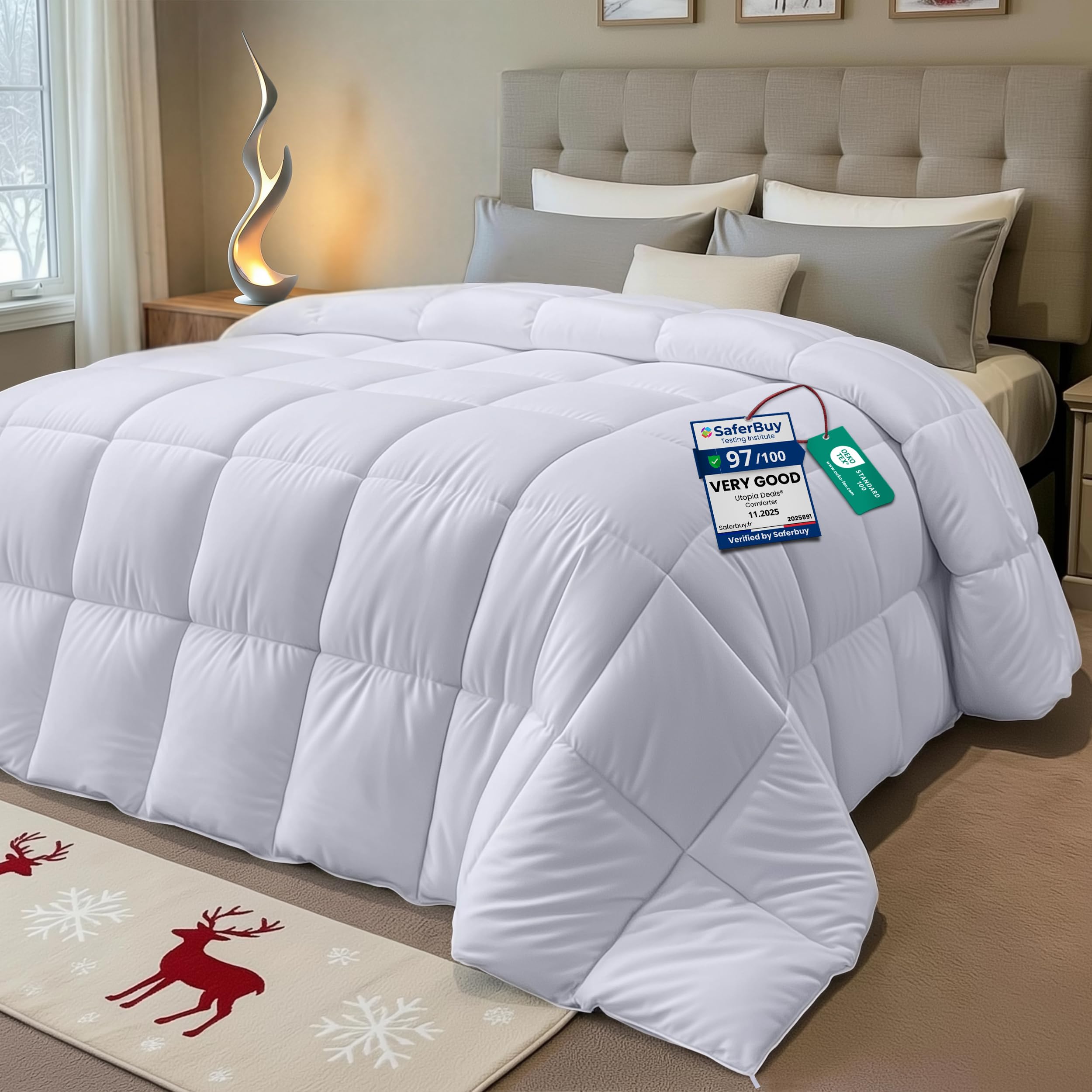 Utopia Bedding Duvet,10.5 Tog coverless Duvet with Corner Tabs, Box Stitched Quilt (Single, White)