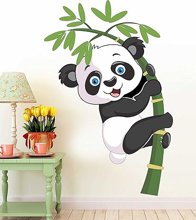 Paper Plane Design Rectangular Baby Panda Removable Decor Mural Kids Wall Stickers (Paper, 61 cm X 0.2 cm X 91 cm)