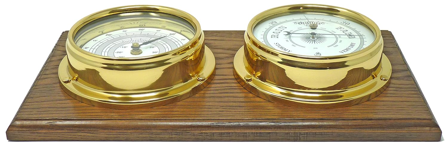 Heavy Lacquered Brass Case Ships Yacht Boat Sailing Wall Weather Clock