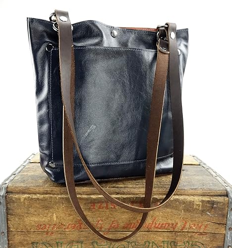 amazon navy leather handbags