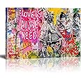 HYFBH Banksy Wall Art Love Is All We Need Graffiti Canvas Wall Art Paintings on the Wall Follow Your Dream Street Graffiti Poster Pictures Prints for Home Decorations 12x16inch