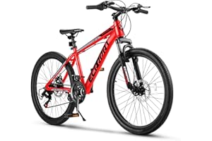 KIAPALNO Mountain Bike 24 Inch Wheels, Shimano 21 Speeds with Mechanical Disc Brakes Aluminum Frame Suspension MTB Bikes Mountain Bicycle for Adult & Teenagers