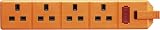 Masterplug Permaplug ELS134O-01 Four Socket Trailing Socket 13A Orange view 2