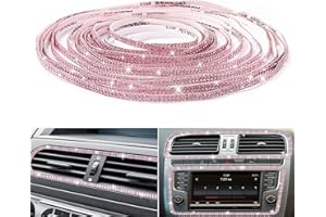MILEGI Bling Car Trim Self-Adhesive 16.4Ft, Rhinestone Car Accessories for Women, Car Bling Interior Exterior Decoration, Car Decorations Rhinestone Door Stickers (Pink)