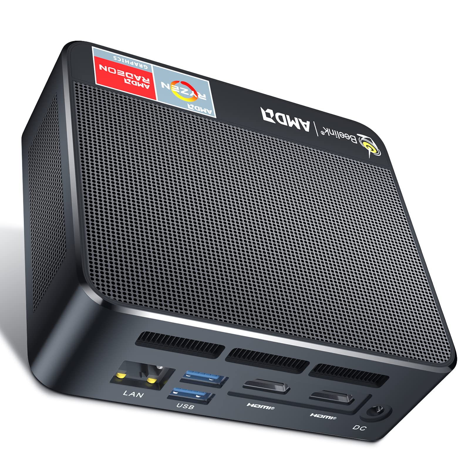 Beelink SER3 Mini PC, AMD Ryzen 7 3750H Processor,16GRAM/500GB M.2 NVME SSD Mini Computer,Gigabit Ethernet,4K@60hz Output, Mini Desktop Computer, Dual HDMI, WiFi 5,BT4.0, Support Auto Power On