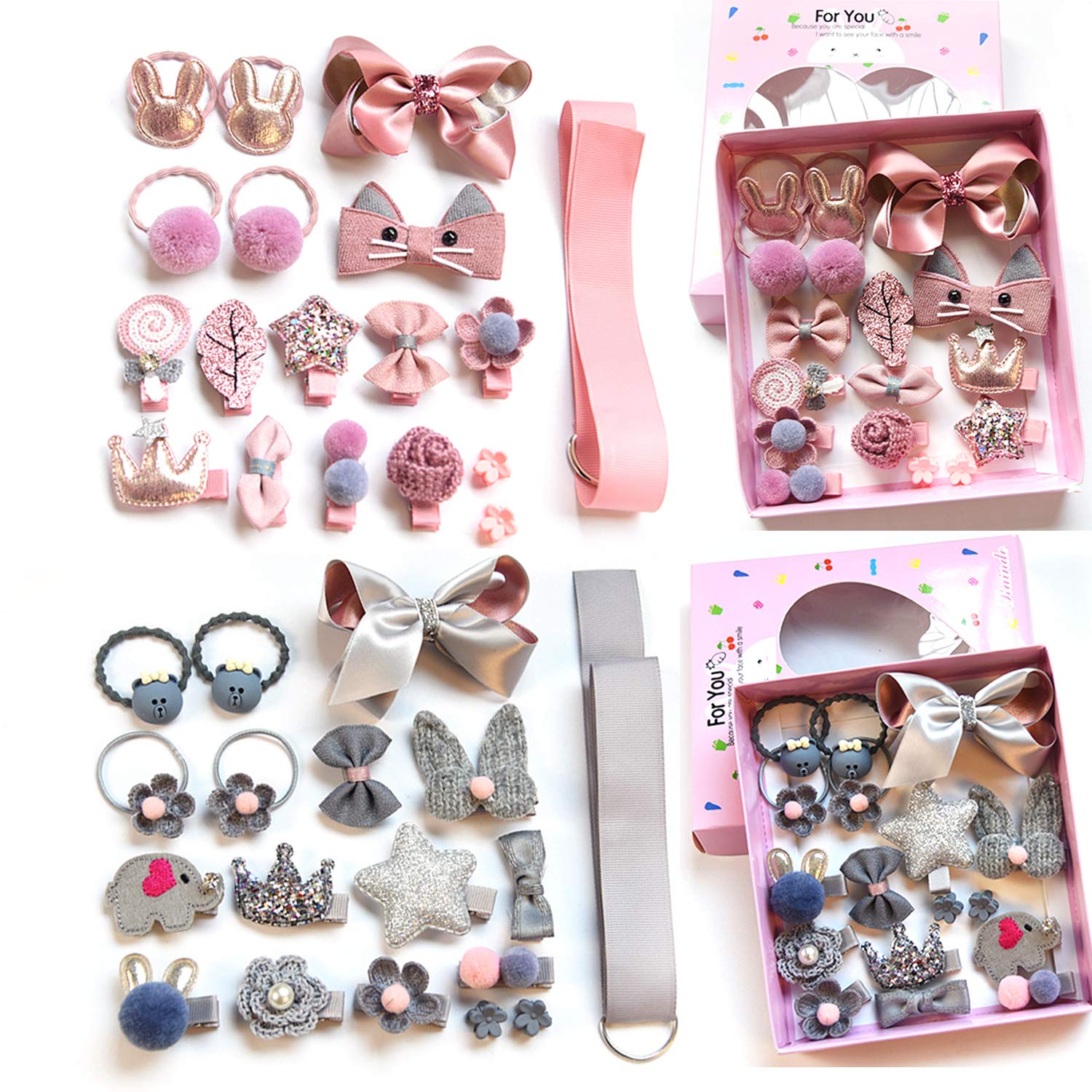 NFACE 36 pcs Gift Set Hair Accessories Baby Little Girls Hair Clips Bows Ties Toddlers Barrettes Hairpins Set Head Multicolor