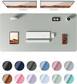 YSAGi Leather Desk Mat Large 120x60 cm Non-Slip Waterproof Grayish Green