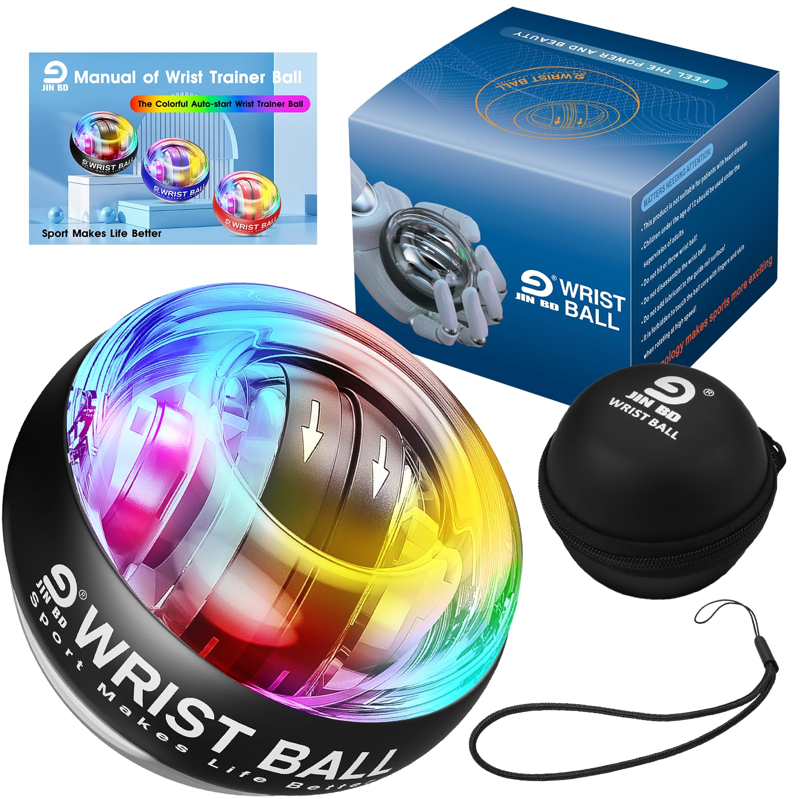 Wrist Trainer Ball Auto-Start Gyroscopic Forearm Exerciser Gyro Ball for Strengthen Arms, Fingers, Bones and Muscles