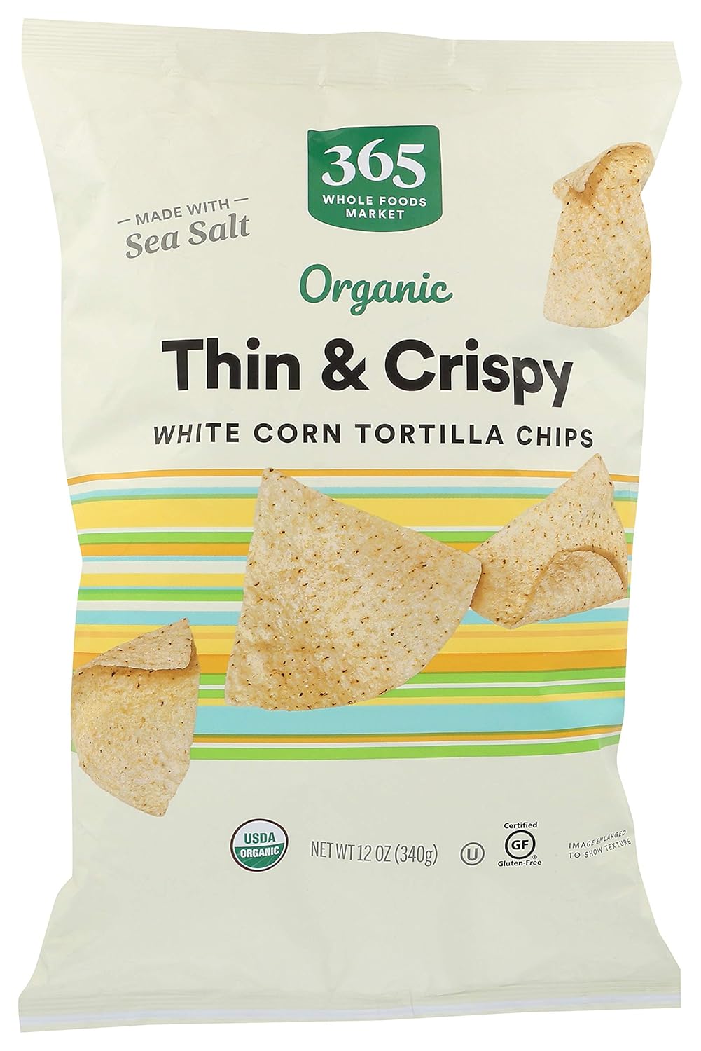 365 by Whole Foods Market, Organic Tortilla Chips, Thin & Crispy - White Corn, 12 Ounce