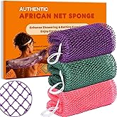 African Net Sponge Authentic, 3 Pieces African Exfoliating Net Sponge Body Back Scrubber Exfoliating Washcloth for Shower Bat