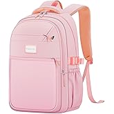 PRAGARI Aesthetic Backpack for School Cute Laptop Pink Backpack Teens Girls Travel Casaul Daypack Lightweight Book Bags