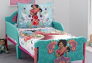 Disney Elena of Avalor Bold and Brave 4 Piece Toddler Bedding Set, Pink/Red/Turquoise/White