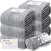 Moukeren 6 Pack Employee Appreciation Gifts Thank You Blankets Bulk, 50 x 60 Inch Fuzzy Cozy Blankets with Inspirational Quote, Soft Flannel Throws for Teachers Nurses(6 Pack,Light Gray,Sunshine)