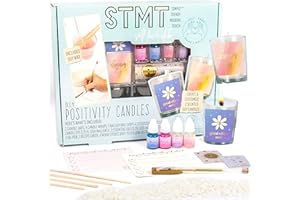 STMT Self-Love Club D.I.Y Positivity Candles, DIY Candle Kit Soy Wax, Create 2 Scented Soy Candles, Includes Soy Wax Chips, Wicks, Essential Oil, Stickers, Candle Wraps & More, Multi