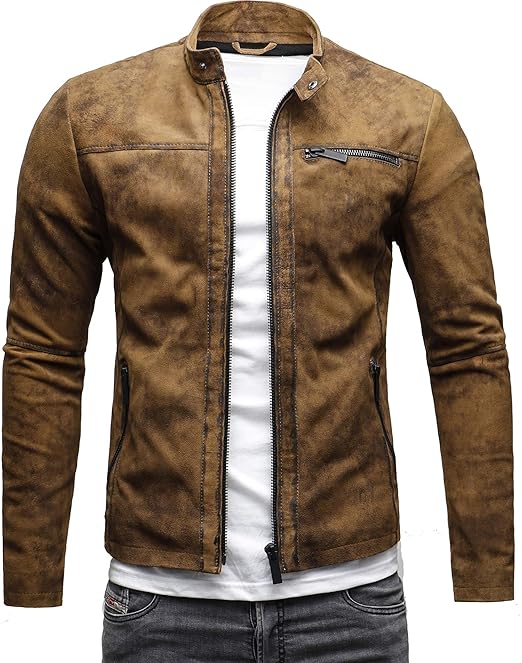 CRONE Epic Herren Lederjacke Cleane Leichte Basic Jacke aus weichem Schafs-Leder