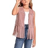 Happy Cherry 2025 Girls Suede Fringe Vest Sleeveless Rivets Jacket Boho Tassels Cardigan Western Cowgirl