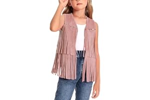 Happy Cherry 2025 Girls Suede Fringe Vest Sleeveless Rivets Jacket Boho Tassels Cardigan Western Cowgirl