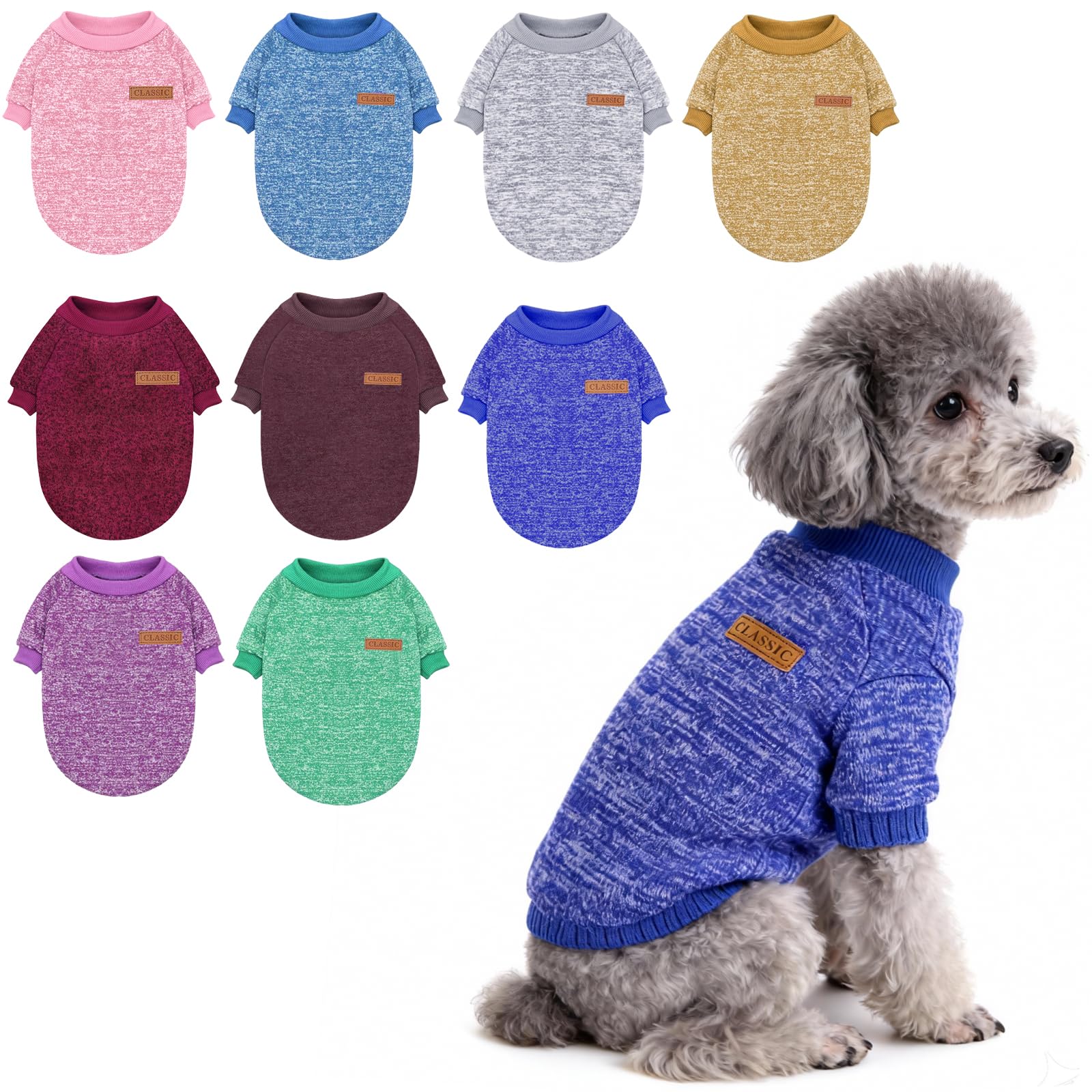Idepet Pet Dog Classic Knitwear Sweater,Soft Fleece Coat for Small,Medium,Large Dog,Warm Pet Dog Cat Clothes,Soft Puppy Customes (S, DarkBlue)