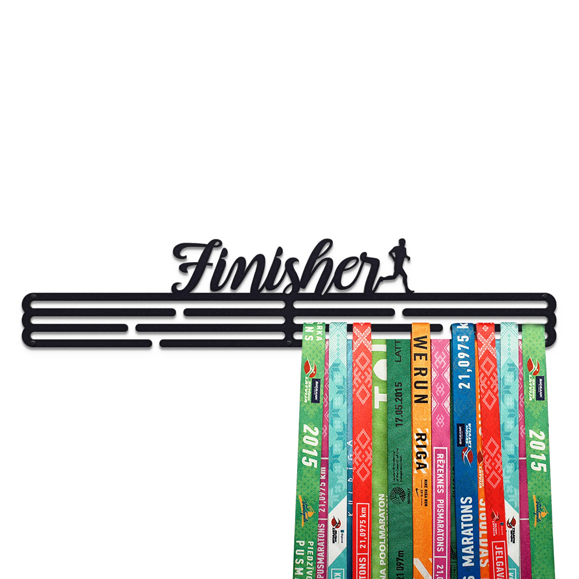 United Medals FINISHER Sport Medal Hanger Display | Matte Black Steel Medal holder | Awards display rack for up to 60 medals