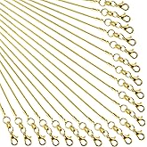 TecUnite 24 Pack Gold Snake Chain Necklace Chains with Lobster Clasps Gifts DIY for Jewelry Making, 1.2 mm