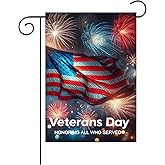 Pickako Veterans Day Honoring All Who Served American Flag Fireworks Celebration Garden Flag 12x18 Inch Small Vertical Double Sided Seasonal Outside Decor for Farmhouse Yard