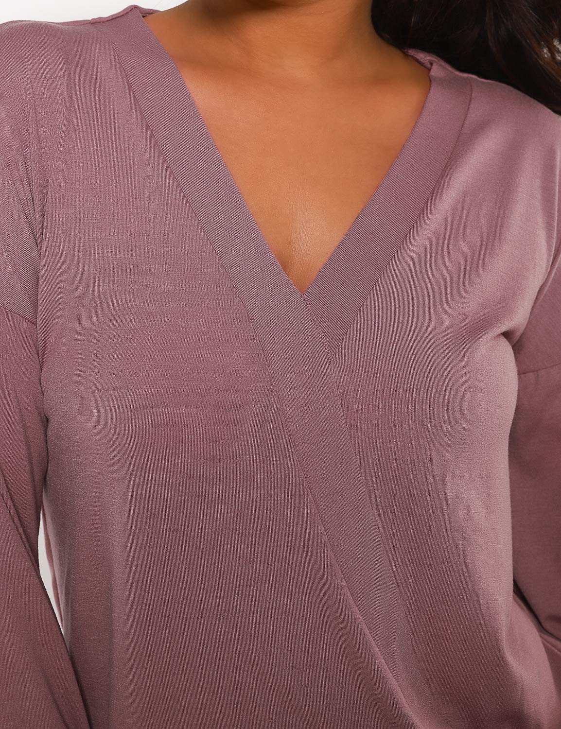 Blooming Jelly Womens Wrap Top V Neck Shirts Long Bell Sleeve Ruched Tie Knot Front Blouse（L,Red