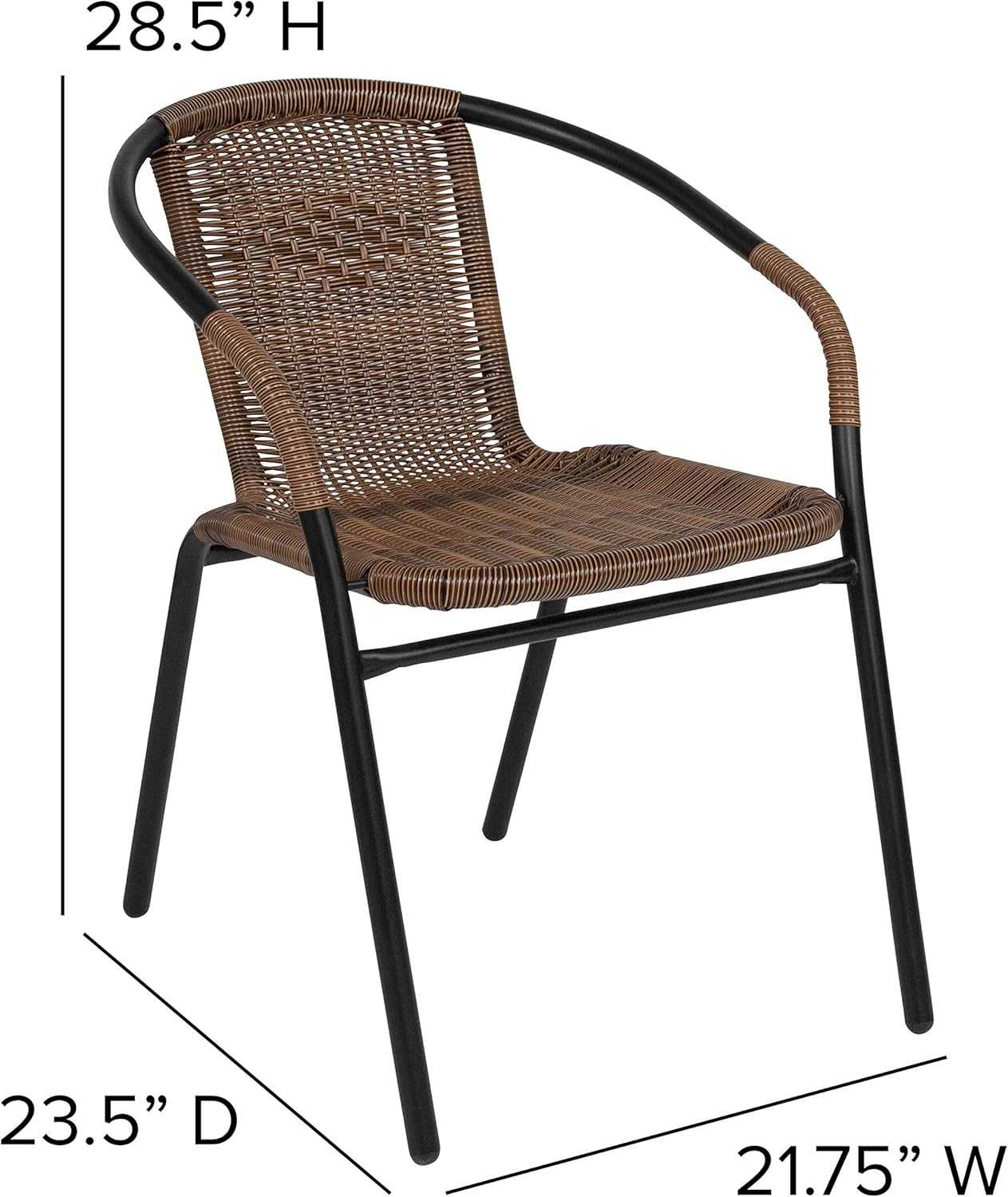 Flash Furniture 4 Pk. Medium Brown Rattan Indoor-Outdoor Restaurant Stack Chair: Kitchen & Dining
