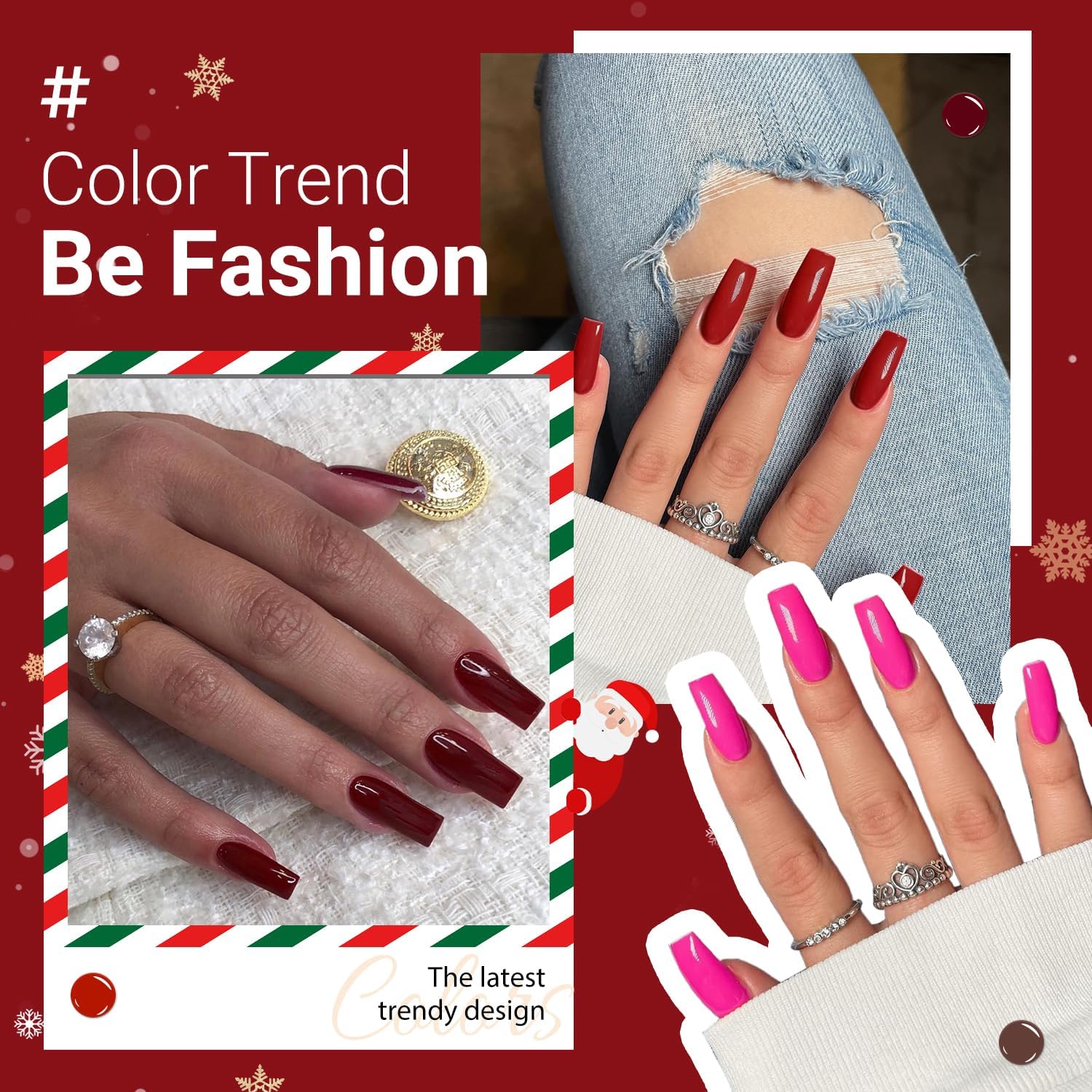 Hot Pink Press On Nails Medium Long Square, Xcreando Medium Coffin Nails Acrylic Press ons Glue on Nails Long Length, Solid Color Fake Nail for Women, Natural Thick Artificial Nail Stick on, Neon Pink - Image 4