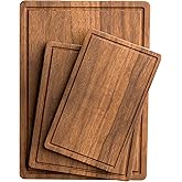 Acacia Wood Cutting Boards Set of 3 for Kitchen, Large Wooden Cutting Board with Juice Groove, Charcuterie Board, Chopping Board for Meat, Cheese, Fruits(17x12, 12x10, 12x7 inch)