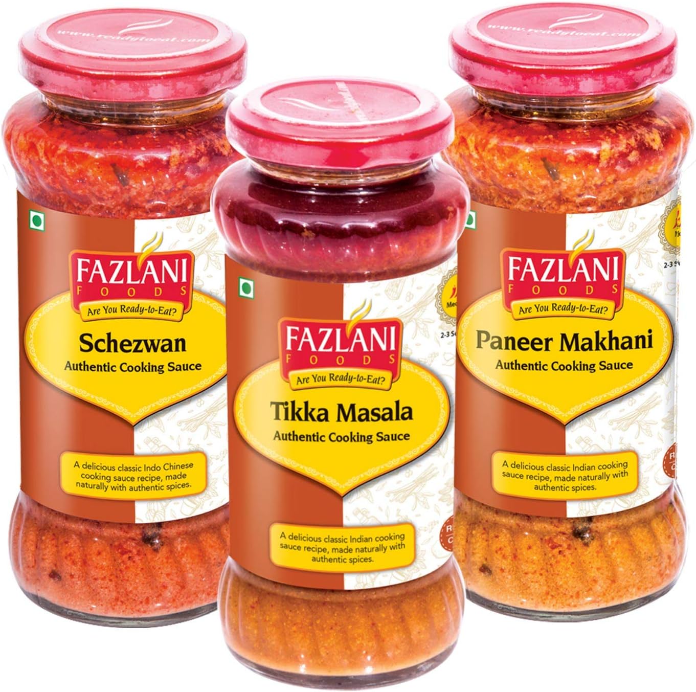 FAZLANI FOODS Ready to Eat Sauce Combo of Schezwan Sauce, Paneer Makhani Sauce & Tikka Masala Sauce -Pack of 3, 285gm Each