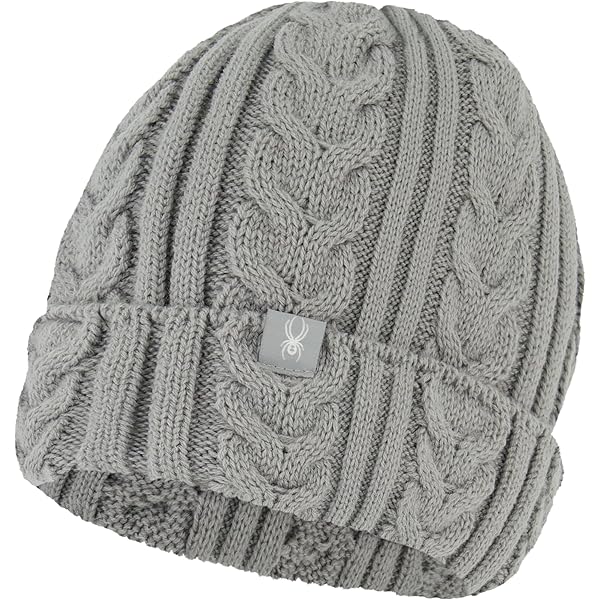 Spyder Womens Fuzzy Knit Ribbed Cuff Beanie, Black, One Size at