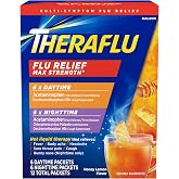 Theraflu Day and Night Pack, Severe Cold Relief, Honey Lemon, 12 Packets | Cold, Cough, and Flu Relief Powder for Use in Hot Liquids, Dual Formulas for Day and Night