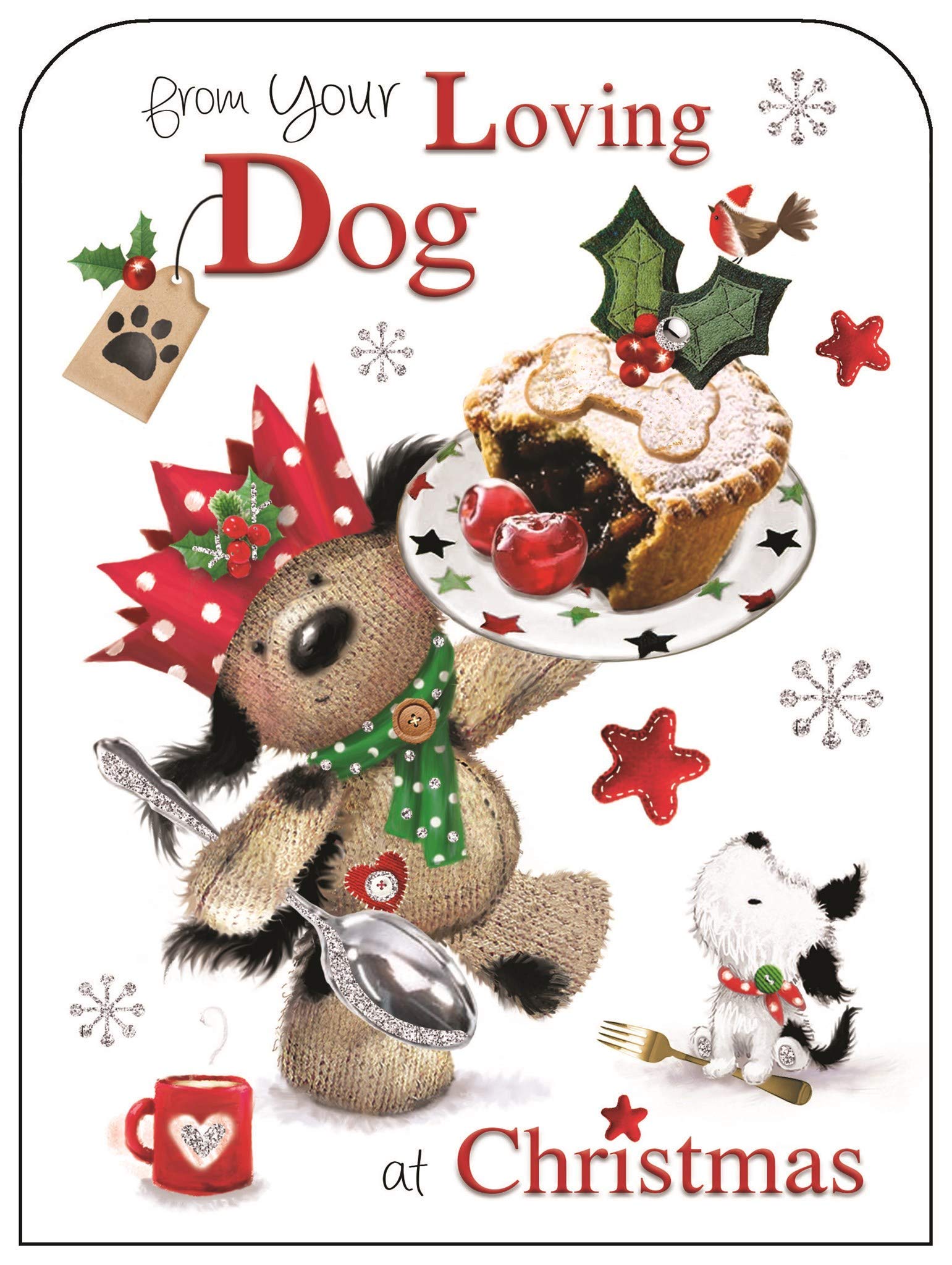 Jonny Javelin From the Dog Christmas Card - Christmas Cards with Dogs and Mince Pies Design and Special Finishes - Eco-Friendly Single Xmas Cards with Envelope for Men, Women, Friends