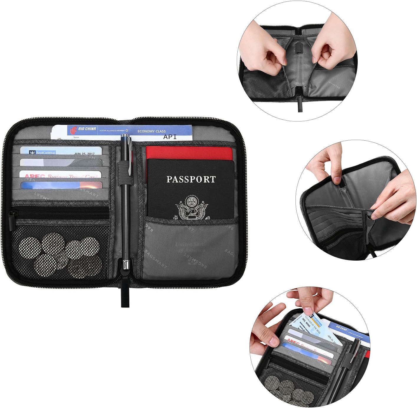  | BAGSMART Travel RFID Blocking Wallet Passport Holder Cover Document Organizer for Men and Women | Passport Wallets