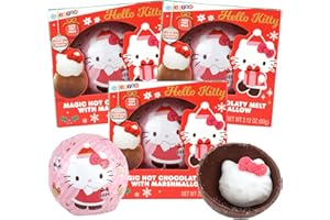 Sweetzo Christmas Hello Kitty Milk Chocolate Balls, Festive Hot Cocoa Melts with Marshmallows, Stocking Stuffer Candy for Women, 2.12 Ounces (Pack of 3), Red