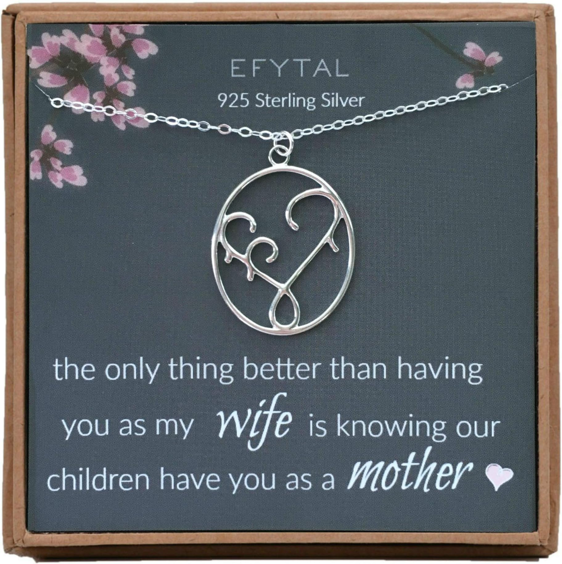 EFYTALGifts for Wife, 925 Sterling Silver Mother & Children Necklace, Mom Necklaces for Women, Best Birthday Gift Ideas, Pendant Mother's Jewelry For Her, Mothers Day