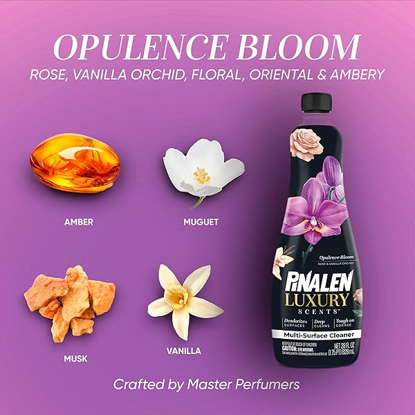 PINALEN LUXURY SCENT LIQUID MULTIPURPOSE CLEANER – OPULENCE BLOOM – 28 FL OZ – ALL PURPOSE CLEANER FOR KITCHEN, BATHROOM, FLOORS & SURFACES