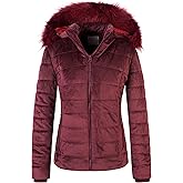 Chrisuno Women's Casual Short Winter Puffer Coat Soft Faux Fur Lining Lightweight Warm Jackets With Removable Hood