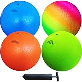 AppleRound 8.5-inch Dodgeball Playground Balls, Pack of 4 Balls with 1 Pump, Official Size for Dodge Ball, Handball, Camps and Schools