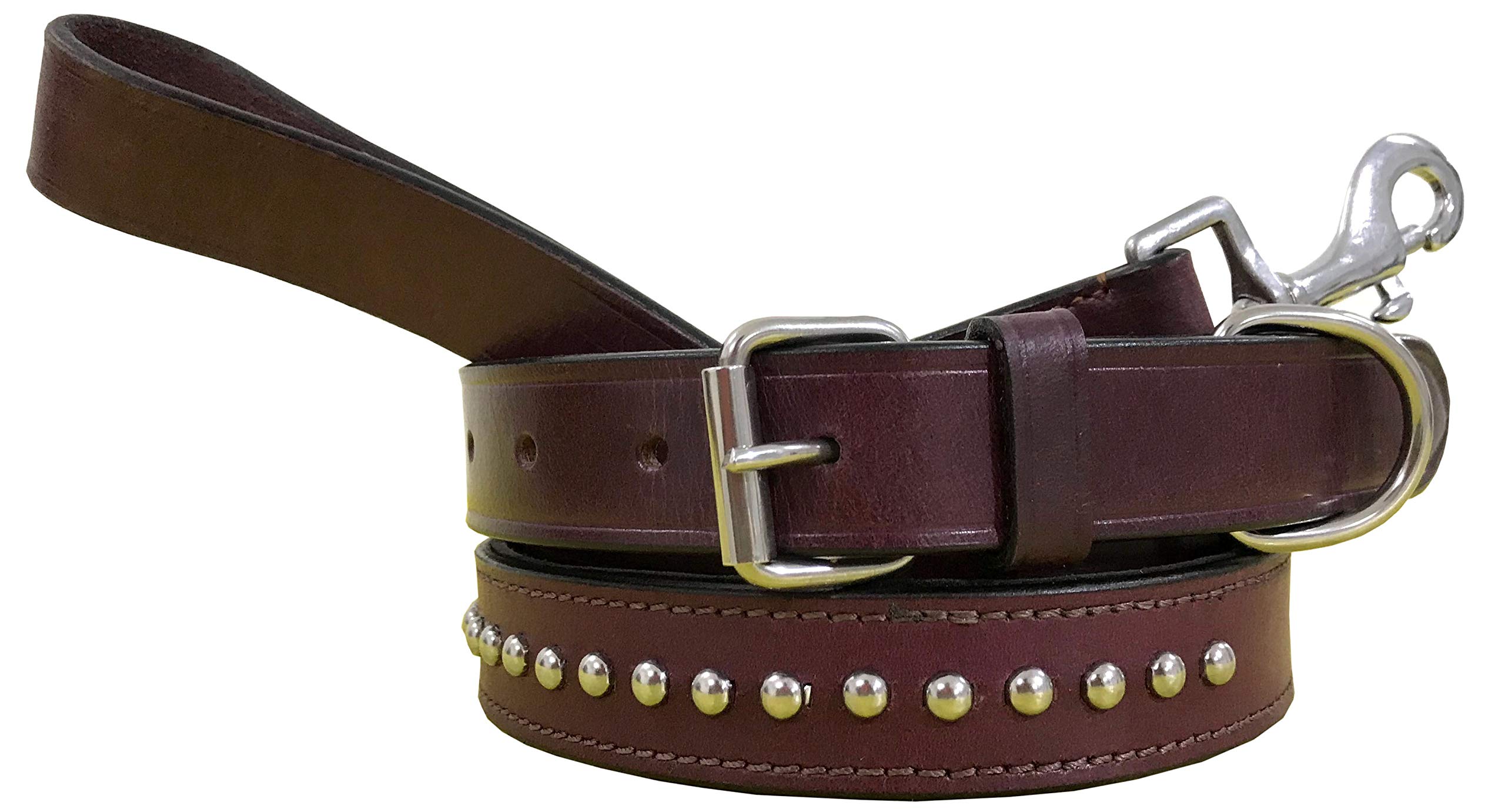BRADLEY CROMPTON Genuine Leather Matching Pair Dog Collar and Lead Set M