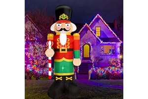 FARONZE Christmas Inflatable Nutcracker Giant Lighted Interior Inflatable Christmas Decoration with Built in Fan and Anchor Ropes (Nutcracker)