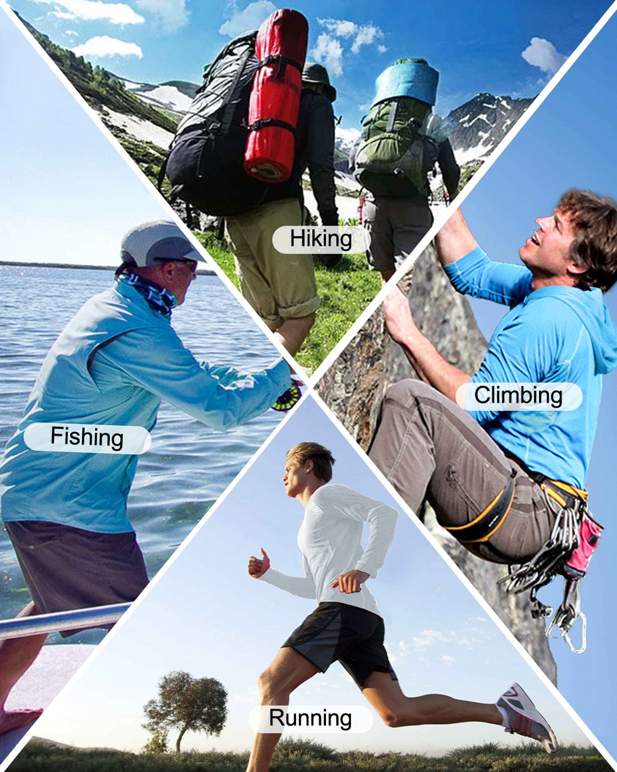 Roadbox UPF 50+ Fishing Shirts for Men, Long Sleeve UV Sun Protection Hoodie, Outdoor Hiking Running Swimming Rash Guard