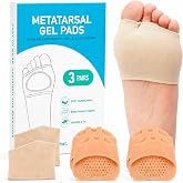 6 Pack Metatarsal Pads for Women &amp; Men, Gel Ball of Foot Cushions，Size M | For Morton's Neuroma, metatarsalgia &amp; sesamoiditis. Fabric foot pads cushion the ball of foot. Fits sneakers &amp; most shoes