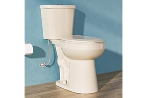 HOMLYLINK Compact Tall Toilet 19 Inch for Seniors, ADA High Toilet for Small Bathroom, Comfort Bowl Heigh 19", Seat Height 20", Two-Piece Dual Flush 1.1/1.6 GPF, 12 Inch Rough-in, Bone Color