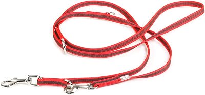 Julius-K9 Color & Gray Adjustable Super-Grip Leash 14 mm x 2.2 m Red-Gray