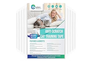 EdenProducts EDP Cat Scratch Training Deterrent Tape, Clear Double Sided 10XL 17x12'' Sheets Cat Furniture Protector, Couch Protector, Sticky Paws Tape for Furniture, Anti-Scratch Pad for Sofa Corners