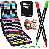 Tongfushop 72 Colors Acrylic Paint Markers, Dual Tip Acrylic Paint Pens with Brush Tip & Fine Tip, Wood Markers for Rock Painting, Wood, Canvas, Stone, Glass, Ceramic, DIY Crafts, Art Supplies