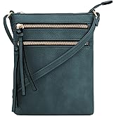 DELUXITY | Crossbody Purse Bag | Functional Multi Pocket Double Zipper Purse | Adjustable Strap | Medium Size Purse |GN