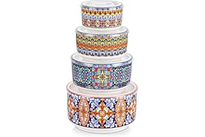 vancasso Mixing Bowls with Lids Set of 4, Ceramic Nesting Bowls Serving Bowl for Food Storage, Microwave and Dishwasher Safe,