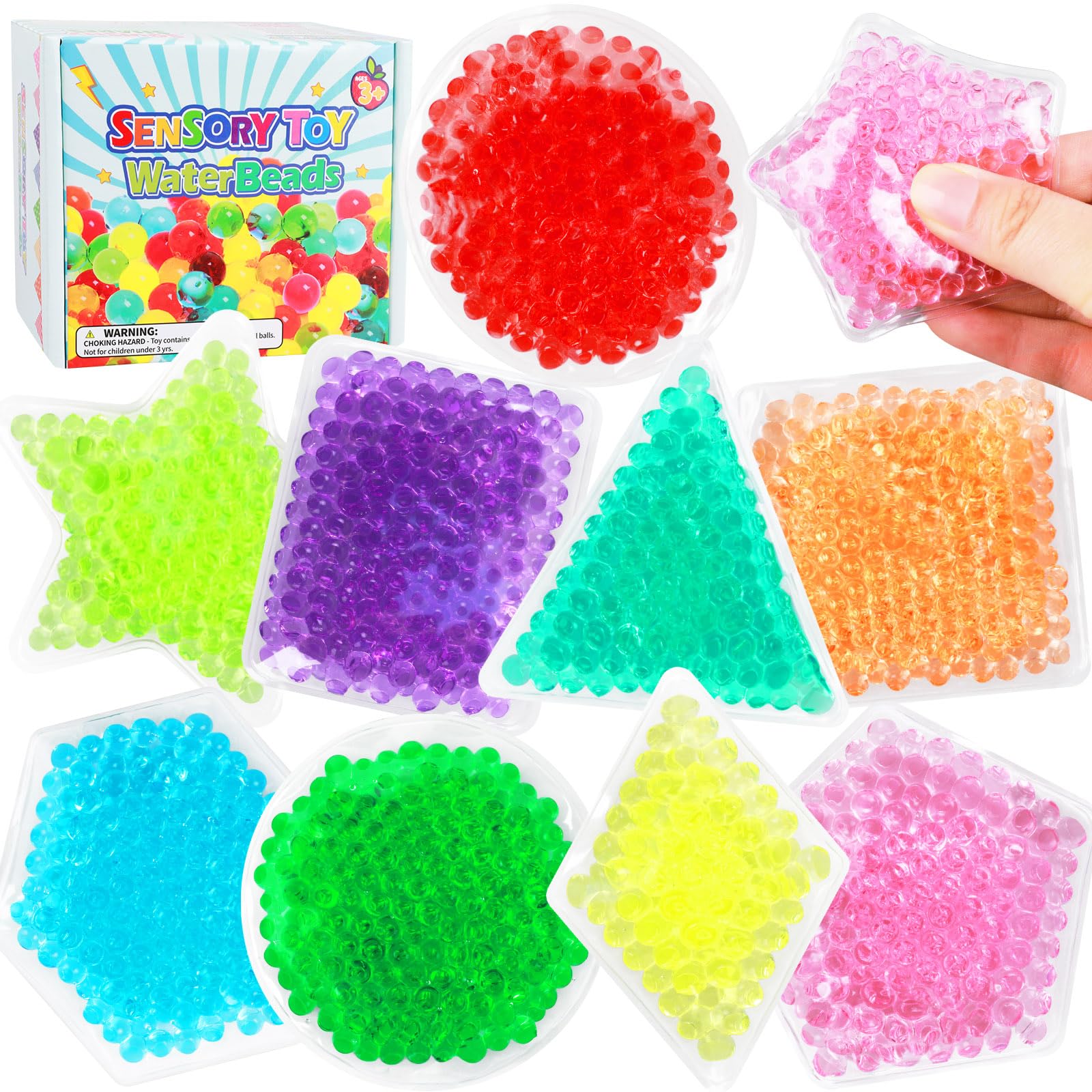 9Pcs Gel Filled Sensory Stress Balls for Adults Kids, Sensory Fidget Toys for Autism, Squishy Soft Packs Learning Toy, Ice Pack Cold Compress for Kids